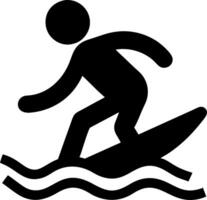 Surfing Silhouette Graphic of Surfer on Waves in Action Pose vector