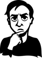 Thoughtful Expression Cartoon Character with Pensive Pose Illustration vector