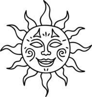 Sun Face Illustration with Ethnic Design Elements for Decorative Art vector