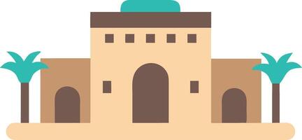 Traditional Desert Architecture with Palm Trees Illustration vector