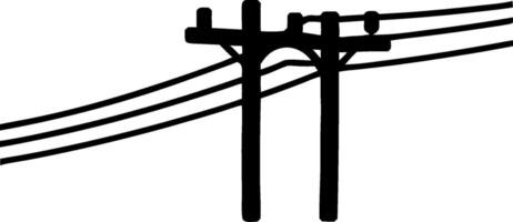 Illustration Dual Utility Poles with Power Lines Symbolizing Connectivity vector