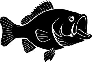 Black and White Fish Silhouette Illustration for Nautical Themes vector