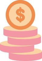 Illustration Dollar Coin on Stacked Coins Symbolizing Financial Growth vector