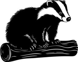 Illustration of a Badger on a Log Symbolizing Wildlife Conservation vector