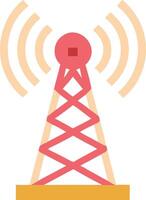 Illustration of a Radio Communication Tower with Signal Waves vector
