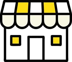 Illustration of a Small Shop Front with Yellow and White Striped Awning vector
