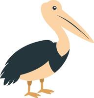 Illustration of Cartoon Pelican Bird with Long Beak and Black Feathers vector