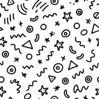 seamless pattern with black and white doodles vector