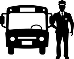 Illustration of Bus and Driver Silhouette Transportation Concept vector