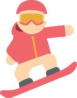 Illustration of Cartoon Snowboarder in Action with Red Jacket and Goggles vector