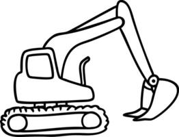 Illustration of Excavator Construction Machinery with Outline Design vector