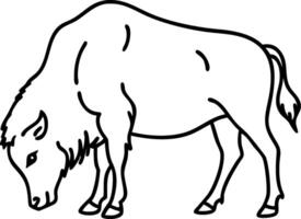 Illustration of Grazing Bison Outline in Simplistic Style for Nature Themes vector