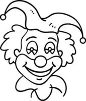 Illustration of Happy Clown Face with Jester Hat for Festive Designs vector