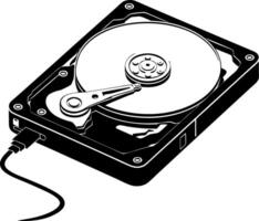 Illustration of Open Hard Drive with Connected Cable for Data Storage Concepts vector