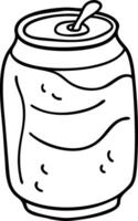 Illustration of Soda Can with Straw Minimalistic Line Art Design vector