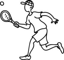 Illustration of Tennis Player in Action with Racket and Ball vector