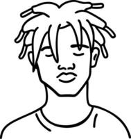 Illustration Portrait of Person with Dreadlocks Minimalist Line Art Style vector