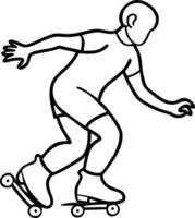Illustration Roller Skating Person in Motion Dynamic Outline Design vector