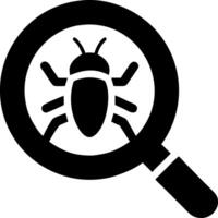 of Magnifying Glass with Bug Symbol for Software Debugging vector