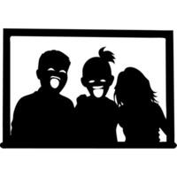 Silhouette of Happy Children Posing Together in a Frame vector