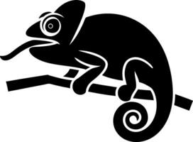 Silhouette of Chameleon on Branch Illustration vector