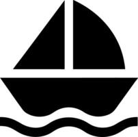 Silhouette of Sailboat on Wavy Water Minimalistic Nautical Illustration vector