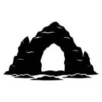 Arch-Shaped Rock Formation Silhouette in Isolated Desert Scene on White Background vector