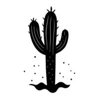 Cactus Silhouette Partially Obscured by Whirling Sand on White Background vector