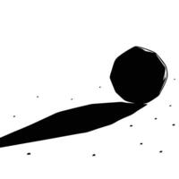Lone Boulder Silhouetted Casting a Long Shadow on White Background vector