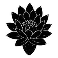 Cactus Flower Silhouette Blooming in Isolation on White Background vector
