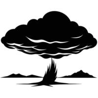 Ominous Cloud Silhouette Over a Flat Desert on White Background vector