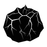 Jagged Rock Silhouette with Cracks and Crevices on White Background vector