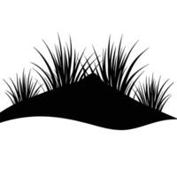 Isolated Sand Dune Silhouette with Desert Grass on White Background vector