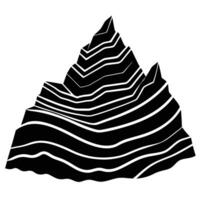 Layered Rocky Formations Silhouetted with Striations on White Background vector