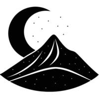 Sand Dune Silhouetted with Crescent Moon Above vector