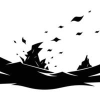 Desert Scene Silhouetted with Wind-Blown Debris vector