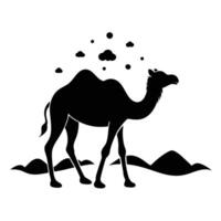Camel Silhouetted Walking in a Dust Storm vector