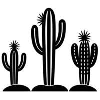 Three Cacti of Varying Heights in a Field vector