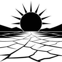 Sunrise Reflected in a Dry Cracked Desert Floor vector