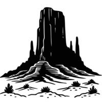 Towering Mesa with Small Shrubs Around the Base vector