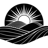 Sun Rising Over a Line of Sand Dunes vector