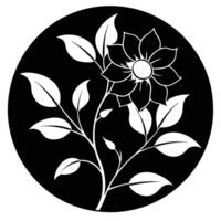 Blossom Silhouette in a Circular Frame vector