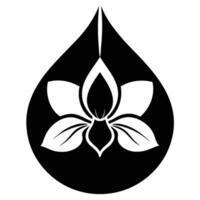 Abstract Orchid Silhouette in Teardrop Shape vector