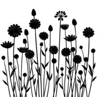 Field of Wildflowers with Uneven Stems vector