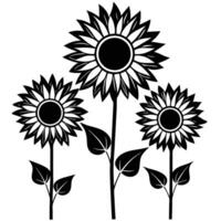 Group of Three Sunflowers in Different Heights vector