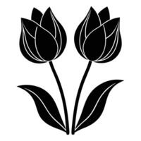 Pair of Tulips with Intertwining Stems vector