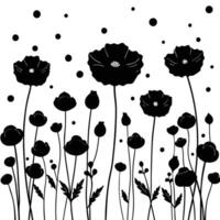 Poppy Field with Scattered Blooms vector