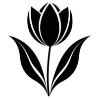 Minimal Tulip Silhouette with Curved Petals vector