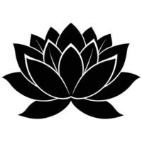 Single Lotus Bloom Silhouette with Layered Petals vector