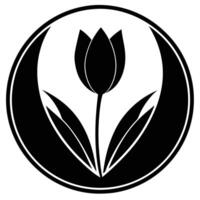 Tulip Silhouette Inside a Circle Frame vector